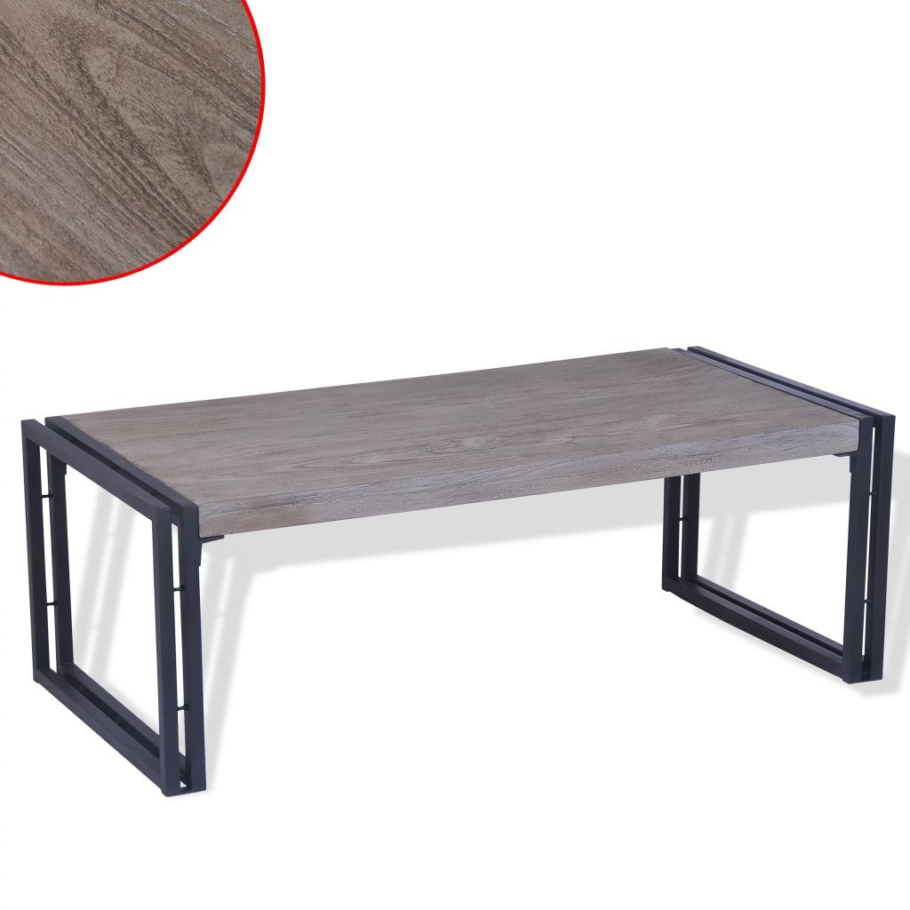 Coffee Table Teak 100x50x35 cm Grey